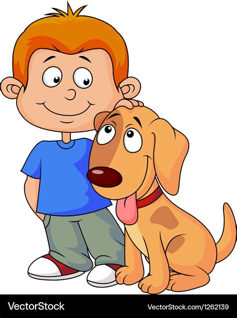 Boy and puppy cartoon Royalty Free Vector Image