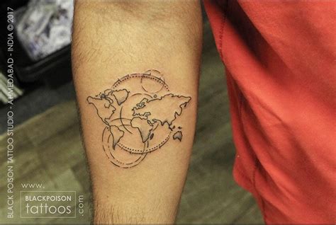 World Map Tattoo Design Best Tattoo Artist in India Black - Poison - Tattoo