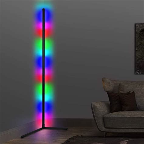 DIY LED Corner Floor Lamp with Remote for Living Room, Colour Changing Standing Atmosphere ...