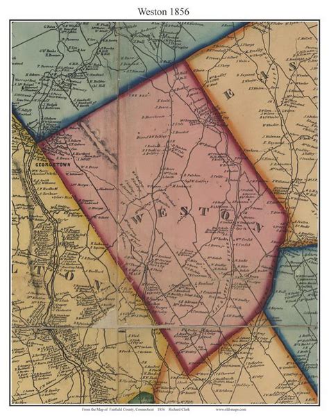 Weston 1856 Old Town Map With Homeowner Names Connecticut - Etsy UK