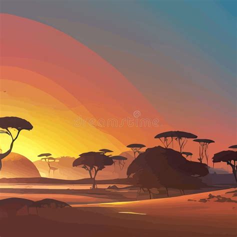 Acacia Tree Silhouette Graphic Sunset Stock Illustrations – 111 Acacia ...