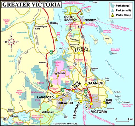 Map of Greater Victoria, Vancouver Island, British Columbia, Canada ...