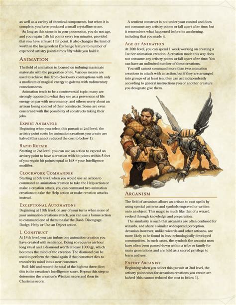 DnD 5e Homebrew — Artisan Class by DersitePhantom The rest of the...