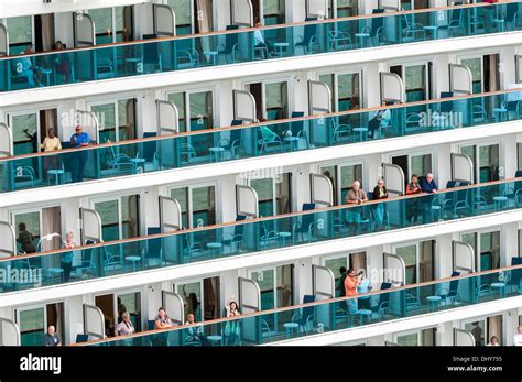 The Royal Princess cruise ship close up detail. Balcony cabins Stock ...