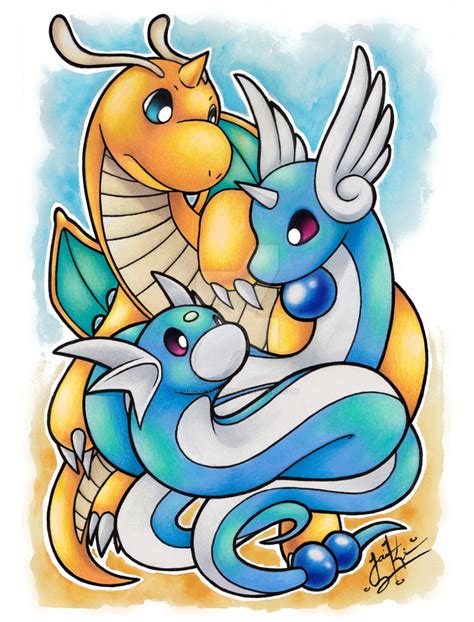 Dratini Evolutions Traditional Piece by JacklynKirk on DeviantArt