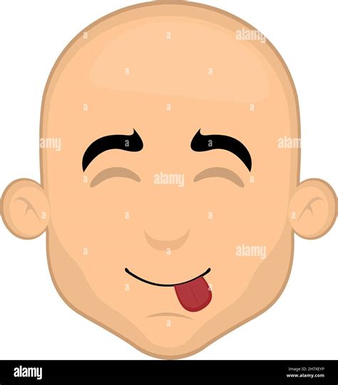 Vector illustration of the face of a cartoon bald man, with a tasty expression Stock Vector ...