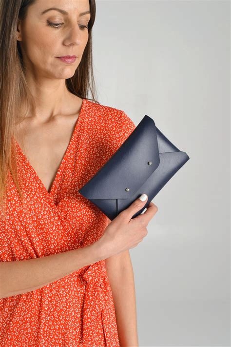 Navy Blue Leather Clutch Bag / Navy Blue Leather Bag / Blue - Etsy