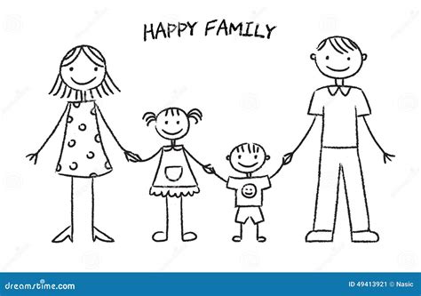 Glückliche Familien-Skizze Vektor Abbildung - Bild: 49413921