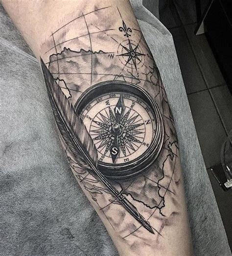 100 Awesome Compass Tattoo Designs | Art and Design