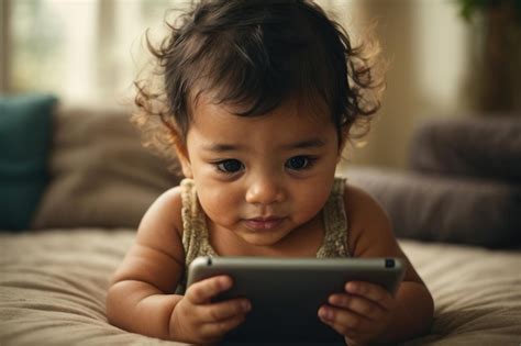 Premium Photo | Alpha generation baby using a tablet