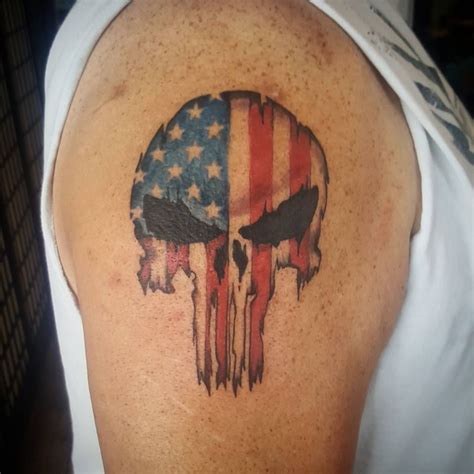 punisher american flag tattoo - vangoghmuseumartworks