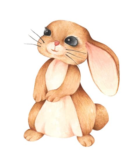 Brown rabbit. Watercolor and colored pencil illustration. 3069937 ...