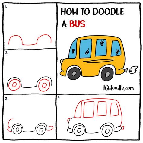 How to Doodle a School Bus - IQ Doodle School | Doodles, School chalkboard art, School bus