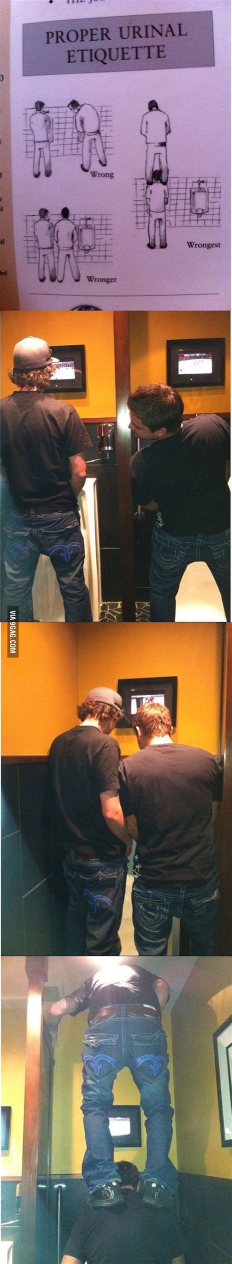 Proper urinal etiquette - 9GAG