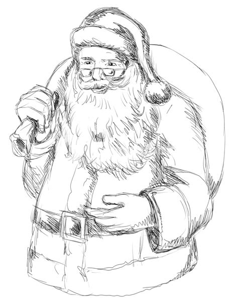 Santa Claus Front Sketch Bw Royalty-Free Stock Image - Storyblocks