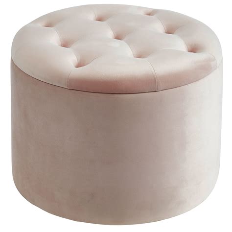 Button Tufted Velvet Storage Ottoman, Pink - Walmart.com