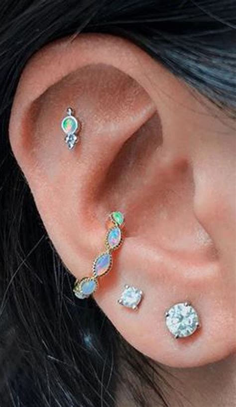 cute multiple ear piercing ideas for women cartilage earring studs ...