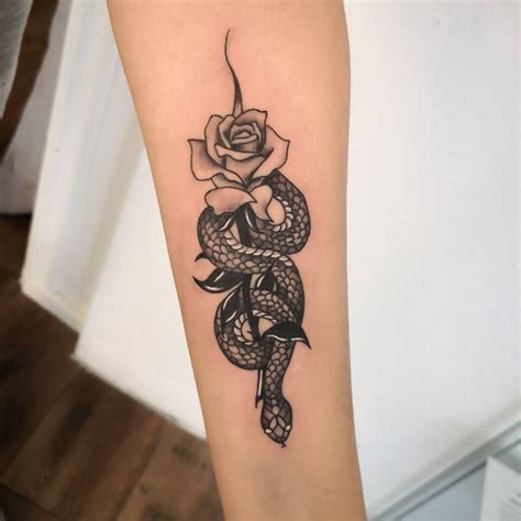 20 Snake And Rose Tattoo Designs & Ideas | Rose tattoos for women ...