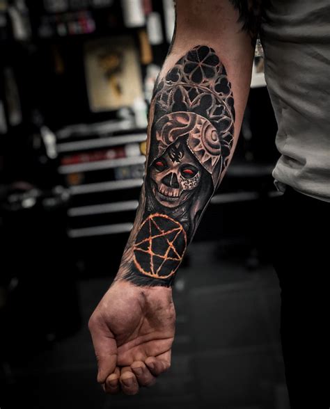 Demonic Skull with Pentagram Forearm Tattoo | Forearm tattoo, Tattoos, Pentagram tattoo