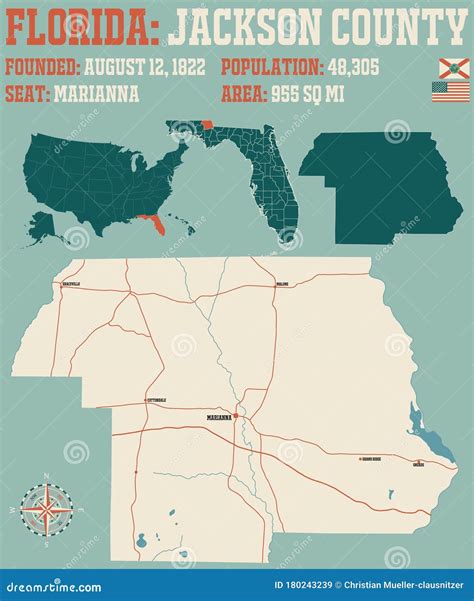 Map of Jackson County in Florida Stock Vector - Illustration of signs ...