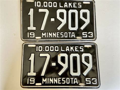 1953 MINNESOTA LICENSE PLATE PAIR SHORT PLATE LOW NUMBER FACTORY ...