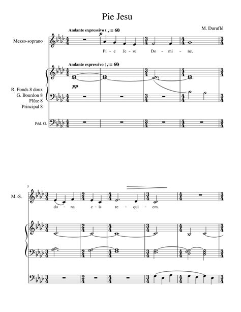 Pie Jesu - Requiem - Duruflé Sheet music for Organ, Mezzo soprano ...
