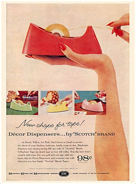 The "new shape" Scotch tape dispenser, 1959--interesting how this item ...