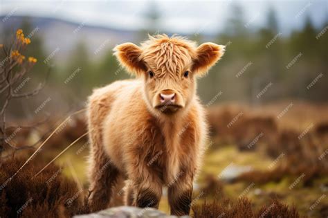 Premium AI Image | Calf of Highland Cattle in the wild