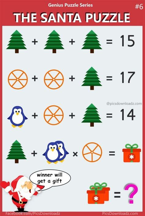 The Santa Puzzle: Find the value of Gifts – Math Puzzle with Solution | Maths puzzles, Santa ...