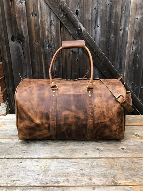 Leather Duffel Bag Leather Weekender Distressed Leather | Etsy