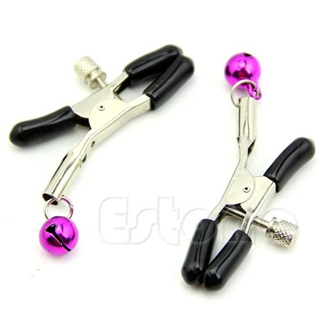 1 Pair Adjustable Nipple Clamps Clips Bust Massager Stimulate Shaking Bells Jewellery Flirt Sex ...