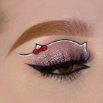 40+ Gorgeous Holiday Makeup Ideas : Red Bow + Graphic Lines