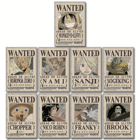 Sticker - One Piece - Straw Hat Crew Wanted Posters Set New ge55684 - Walmart.com - Walmart.com