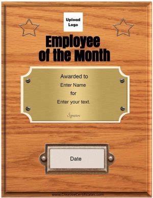 Free Custom Employee of the Month Certificate
