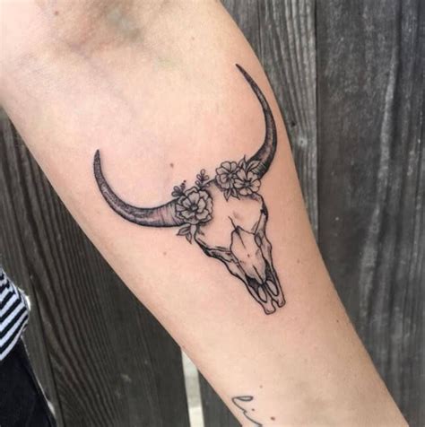 Discover 65+ longhorn tattoo with flowers latest - in.cdgdbentre