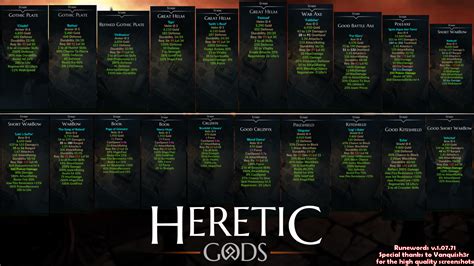 Heretic Gods List of Runeword Stats : r/HereticGods