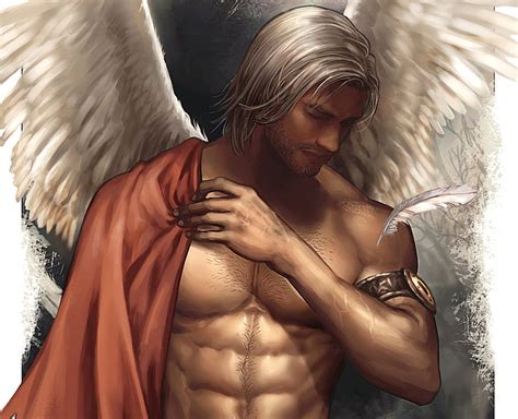 Fantasy, Angel, Cute, Feather, Man, Sad, White Hair, Wings, HD ...