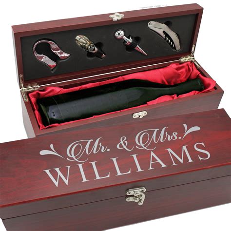 Personalized Wood Wine Box - Anniversary Ceremony Couples Wedding Wine Box Holder - Custom ...