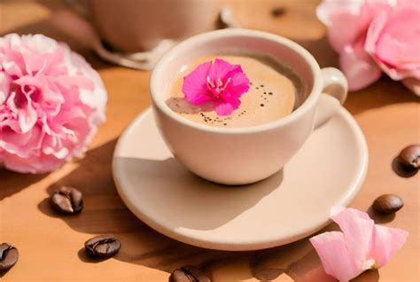 Cup Of Coffee And Flowers Free Stock Photo - Public Domain Pictures