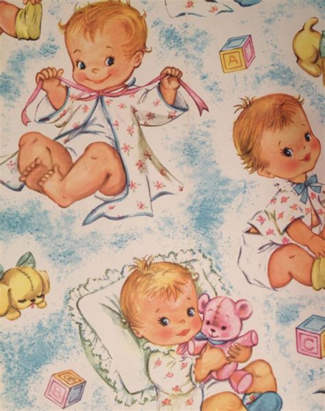 vintage baby shower wrapping paper Baby Gift Wrapping, Baby Shower Wrapping, Gift Wrapping Paper ...