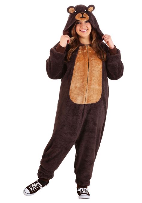 Adult Plus Size Brown Bear Onesie Costume | Plus Size Animal Costumes