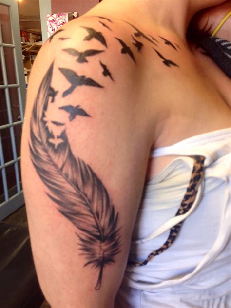 Feather Tattoo On Shoulder