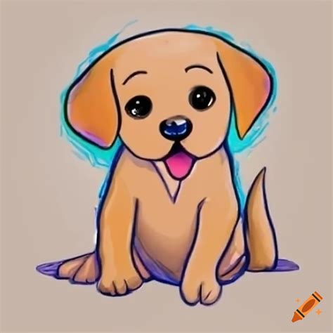 Cartoon style labrador puppy with sparkling eyes