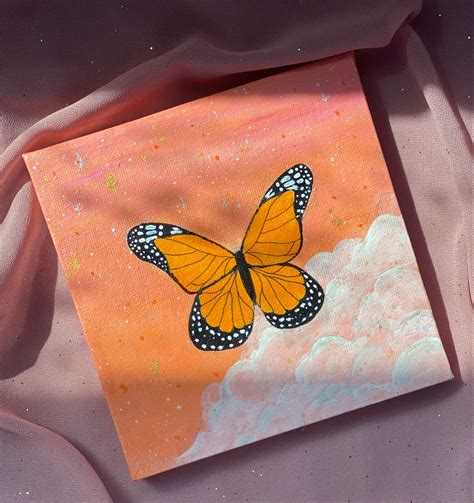 Butterfly painting on canvas | Mini canvas art, Diy canvas art, Art ...