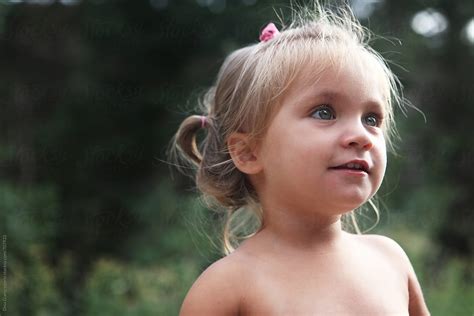 "Portrait Of Toddler Girl Outdoors Wearing No Shirt" by Stocksy Contributor "Dina Marie ...