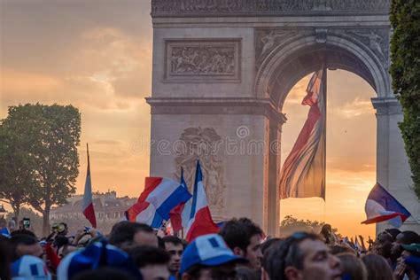 Arc De Triomphe With French Flag Stock Image - Image of champselysees ...