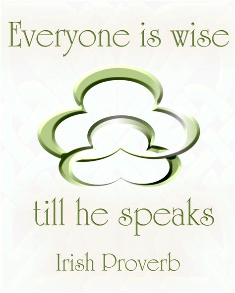 Everyone is wise till he speaks. Irish Proverb | Irish proverbs, Irish quotes
