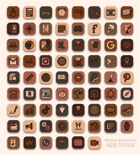 Writer Aesthetic App Icons for iPhone - Free Brown App Icons iOS