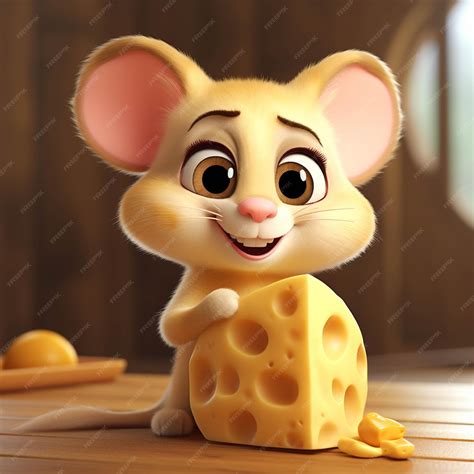 Premium AI Image | Cheese character on a wooden table 3d render illustration