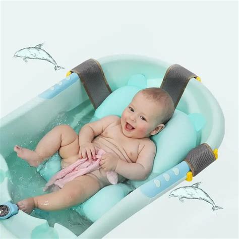 Newborn Bath Floating Pad Mat Baby Bath Tub Pad & Chair & Shelf Bathtub Seat Infant Support ...